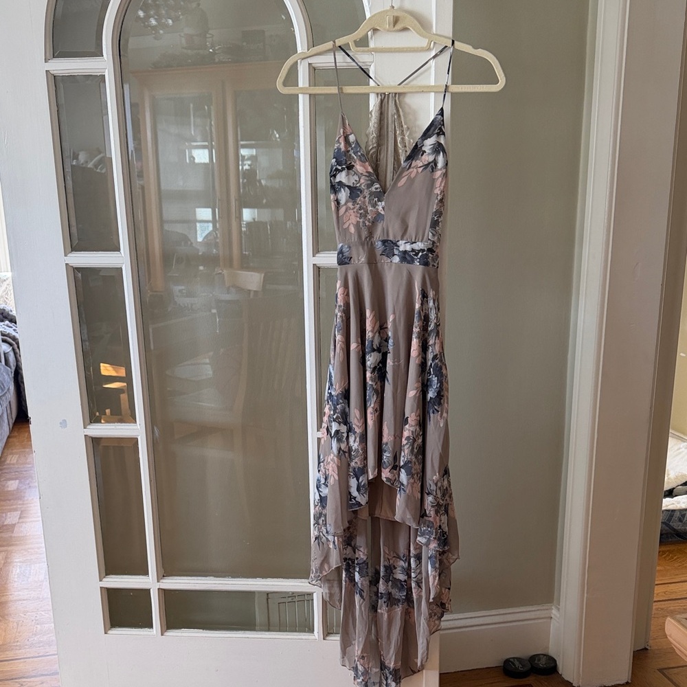 Windsor Floral High-Low Dress in Pink and Blue